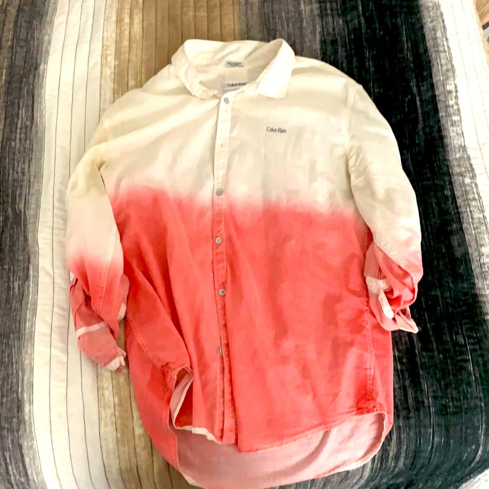 Calvin Klein Pink Gradient Long Sleeve Shirt - L